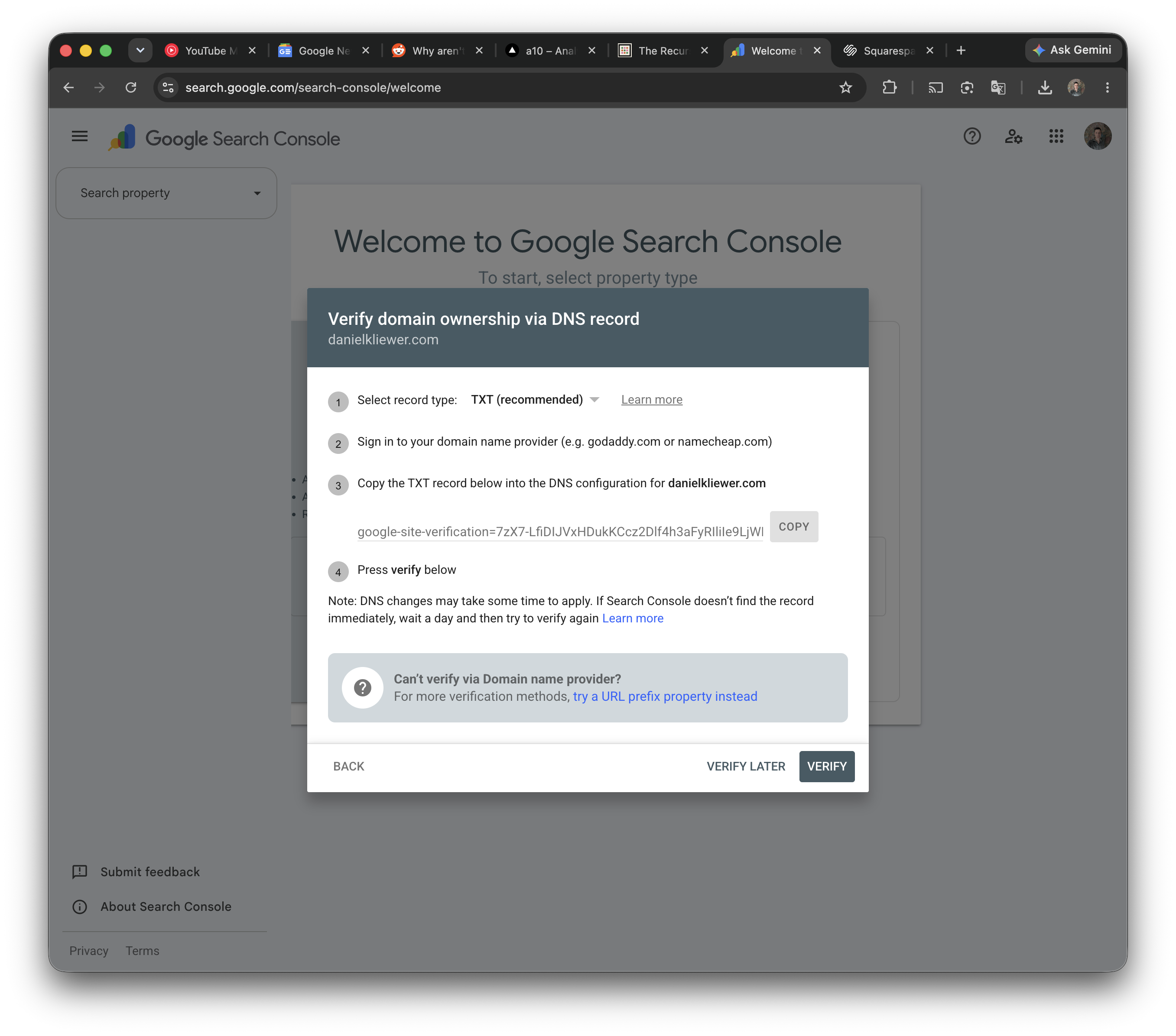 Domain property verification